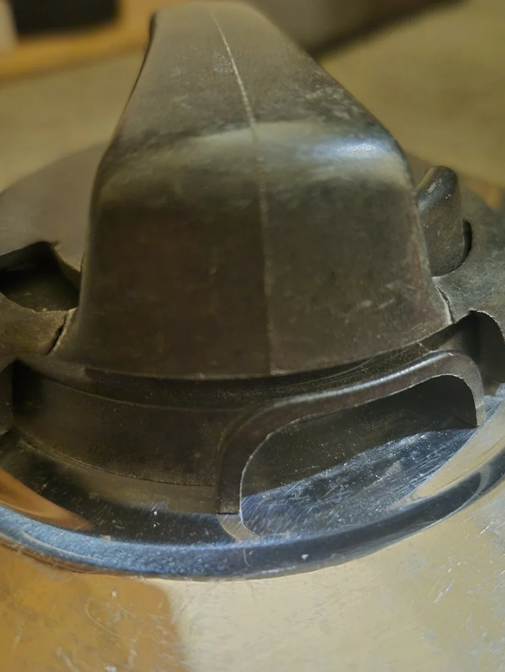 A Sauce Pan with a built in spouts on each side for pouring with vented cover.